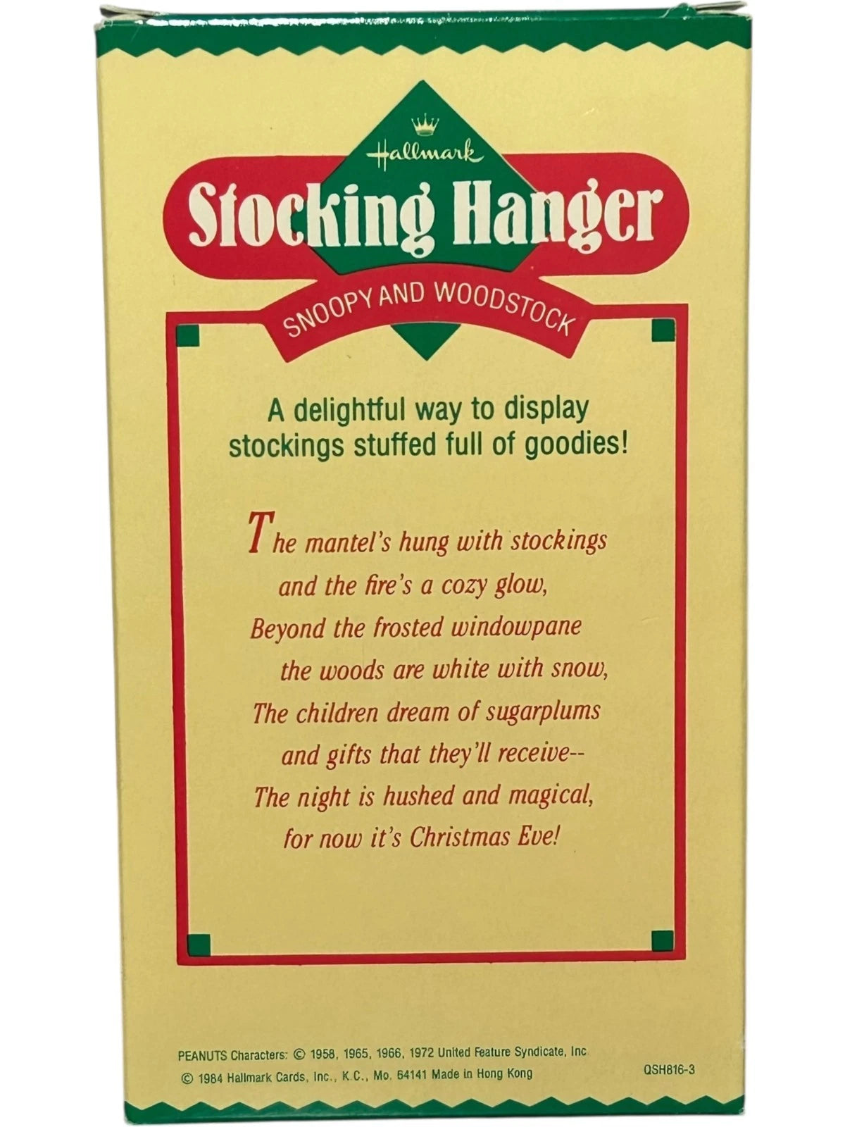 1984 Snoopy and Woodstock - Stocking Hanger Hallmark Ornament (Peanuts) QSH8163