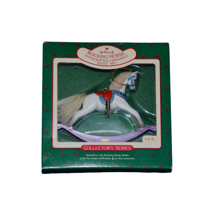 1987 White Hallmark Ornament (Rocking Horse) QX4829