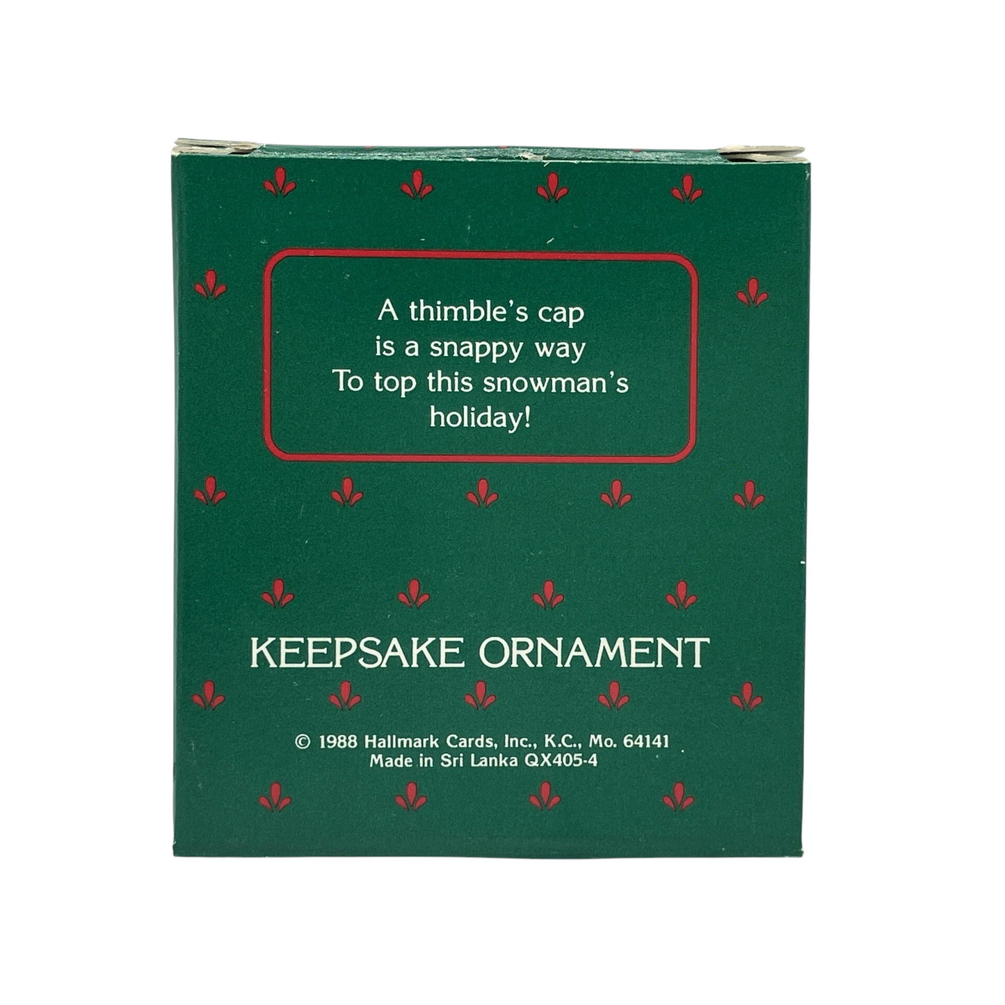 1988 Thimble Snowman Hallmark Ornament (Thimble) QX4054