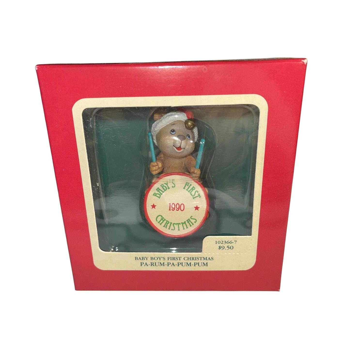 1989 Baby Boy's First Christmas - Pa-Rum-Pa-Pum-Pum Carlton Cards Ornaments (Teddy Bear) 102366-7