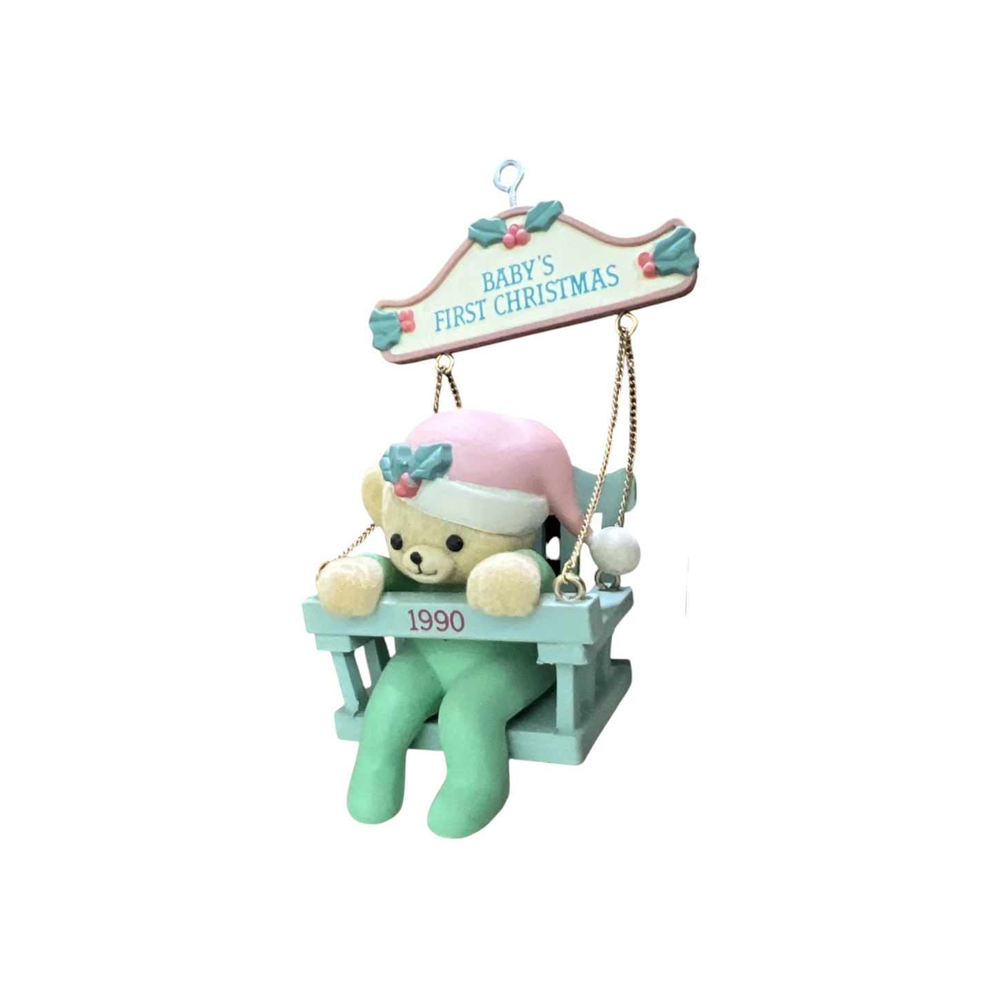 1990 Baby's First Christmas- Seventh Issue in the "Baby Bear Swing" Series Enesco Ornament (Teddy Bear) 573981 Image9