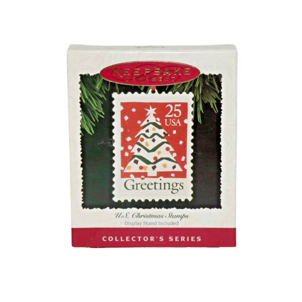 1990 Greetings with Christmas Tree Hallmark Ornament (U.S. Christmas Stamps) QX5067