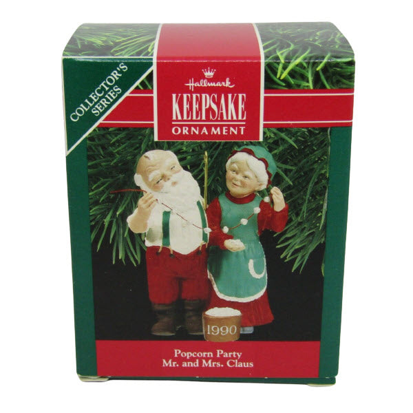 1990 Popcorn Party Hallmark Ornament (Mr. and Mrs. Claus) QX4393