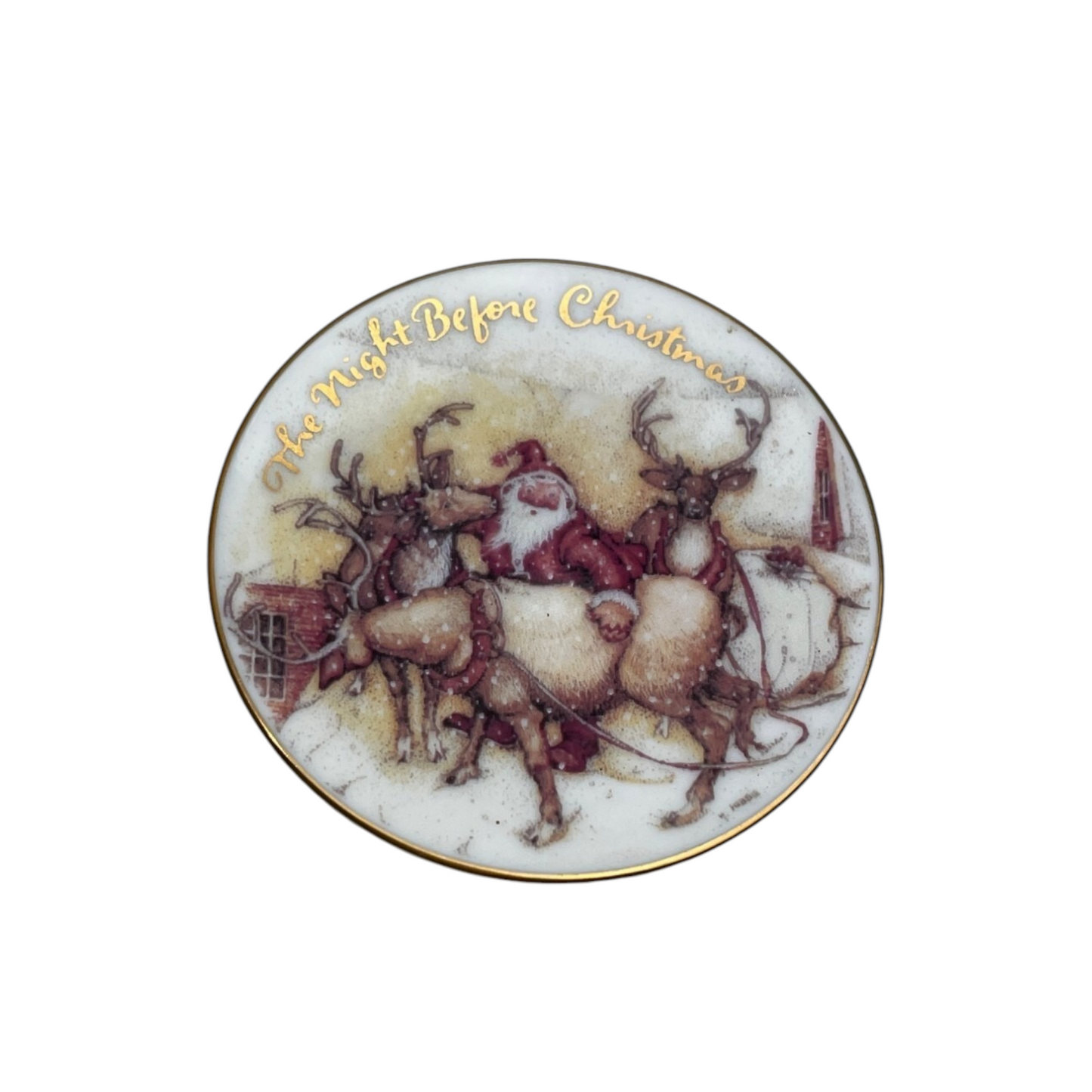 1991 Porcelain Plate With Stand Carlton Cards Ornaments (The Night Before Christmas) 114859-1