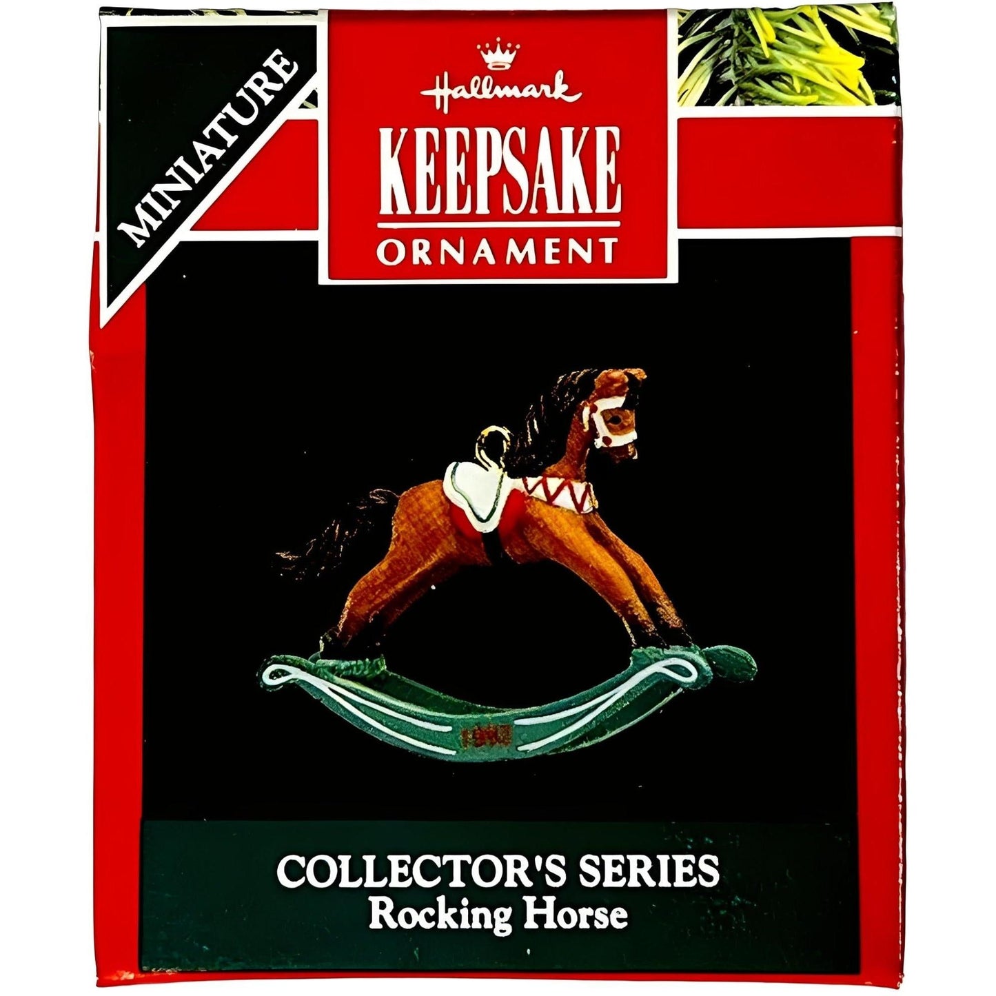 1992 Brown - Green Rockers Hallmark Ornament (Miniature Rocking Horse) QXM5454