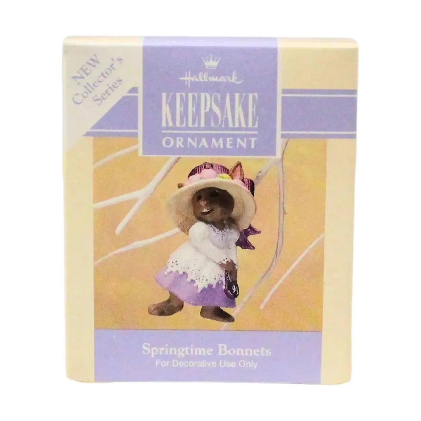 1992 Purple and White Dress Hallmark Ornament (Springtime Bonnets) QEO8322