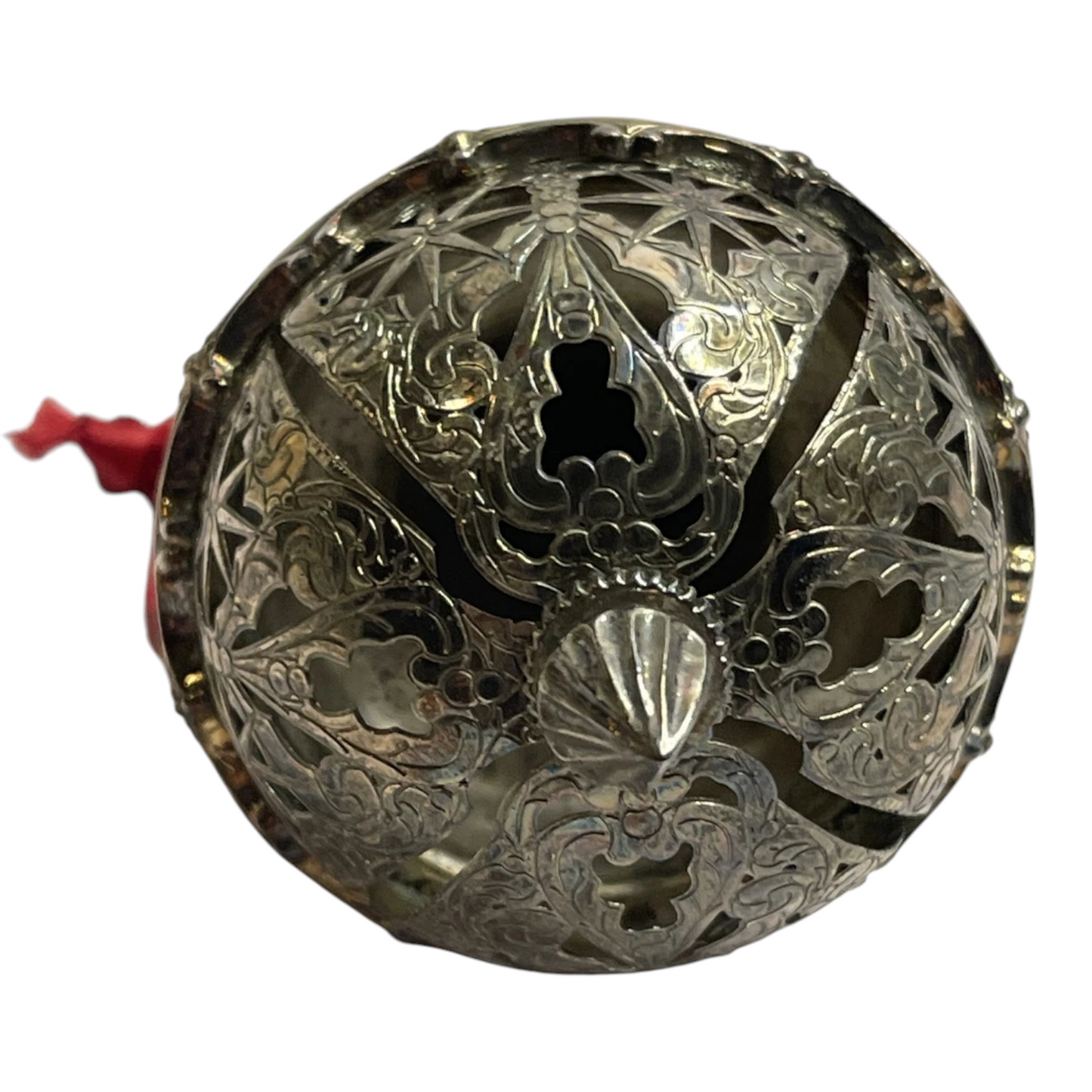 1993 Silver Stars and Holly Hallmark Ornament (Bell) QK1085