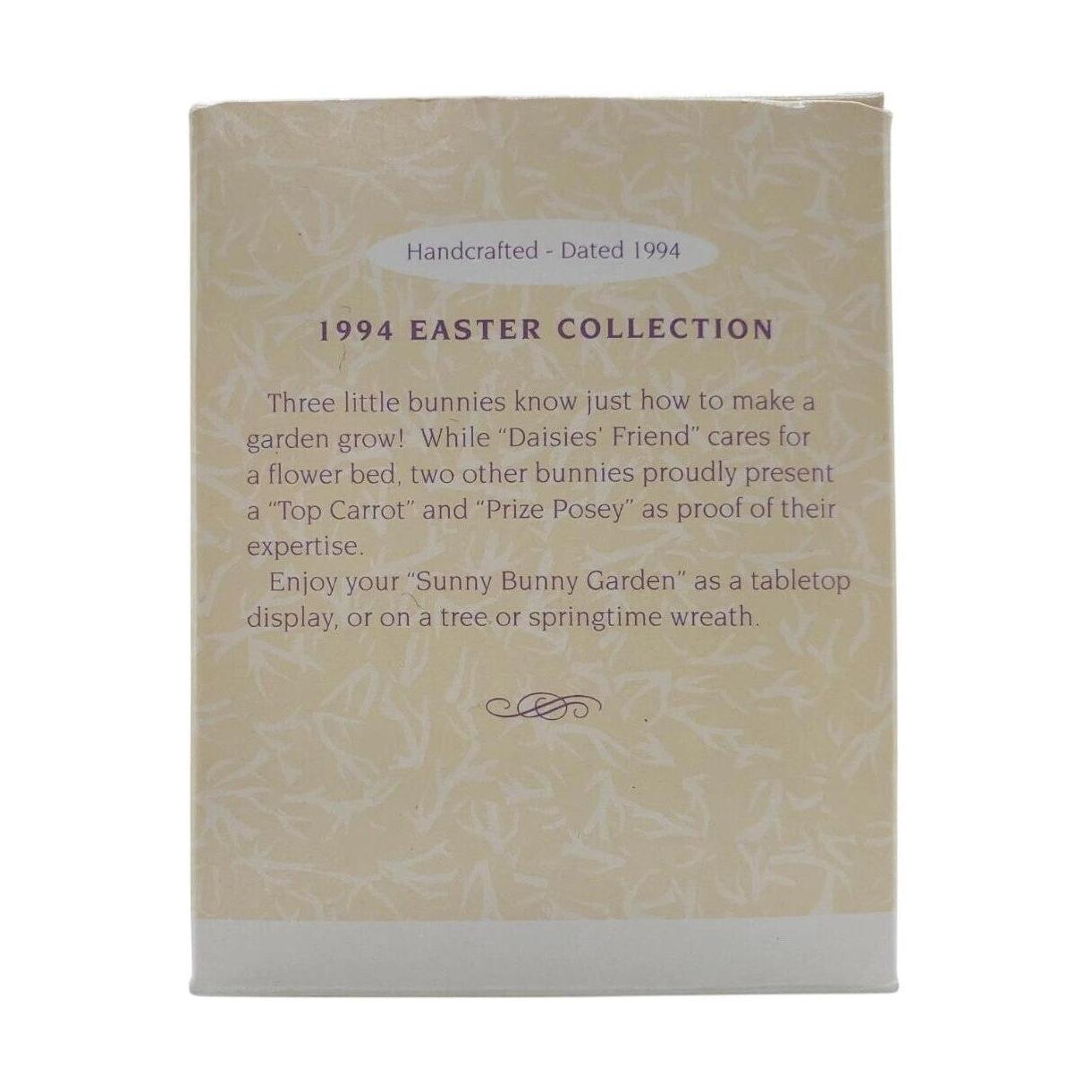 1993 Sunny Bunny Garden Hallmark Ornament (Easter) QEO8146