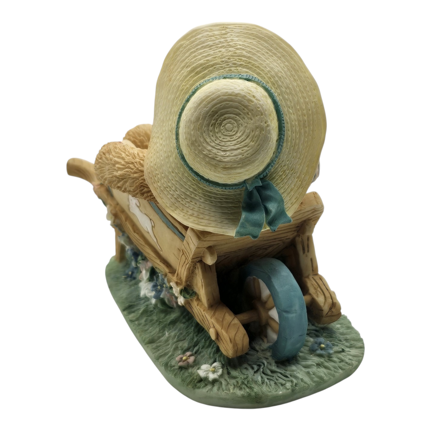 1994 Cherished Teddies Jennifer "Gathering The Blooms of Friendship Girl Bear In Wheelbarrow Figurine" Enesco Ornament (March of the Teddy Bears) 103810