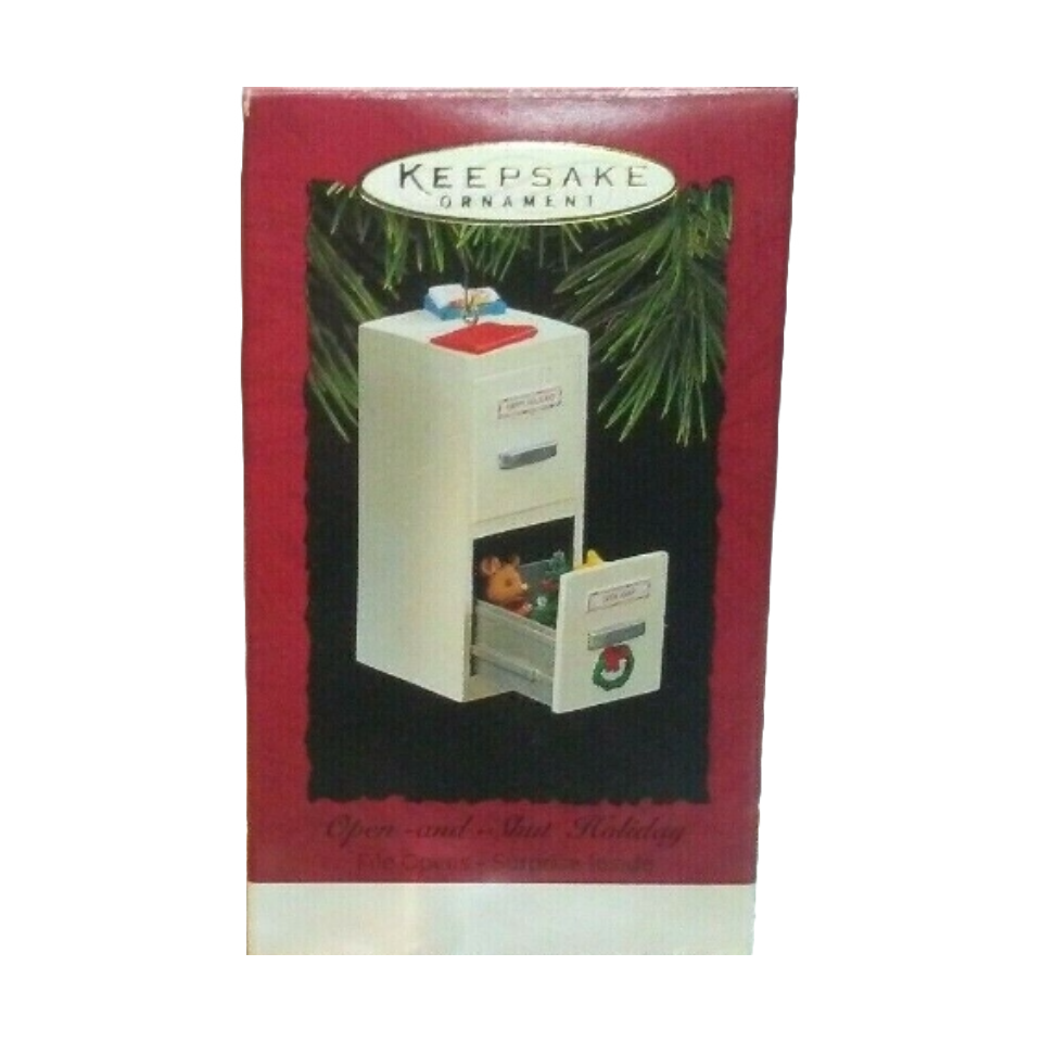 1994 Open - and - Shut Holiday Hallmark Ornament (File Opens - Surprise Inside) QX5696