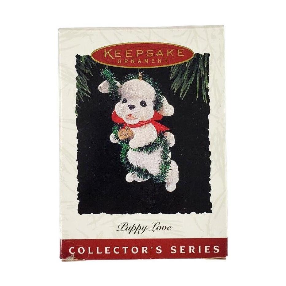 1994 White Poodle Hallmark Ornament (Puppy Love) QX5253