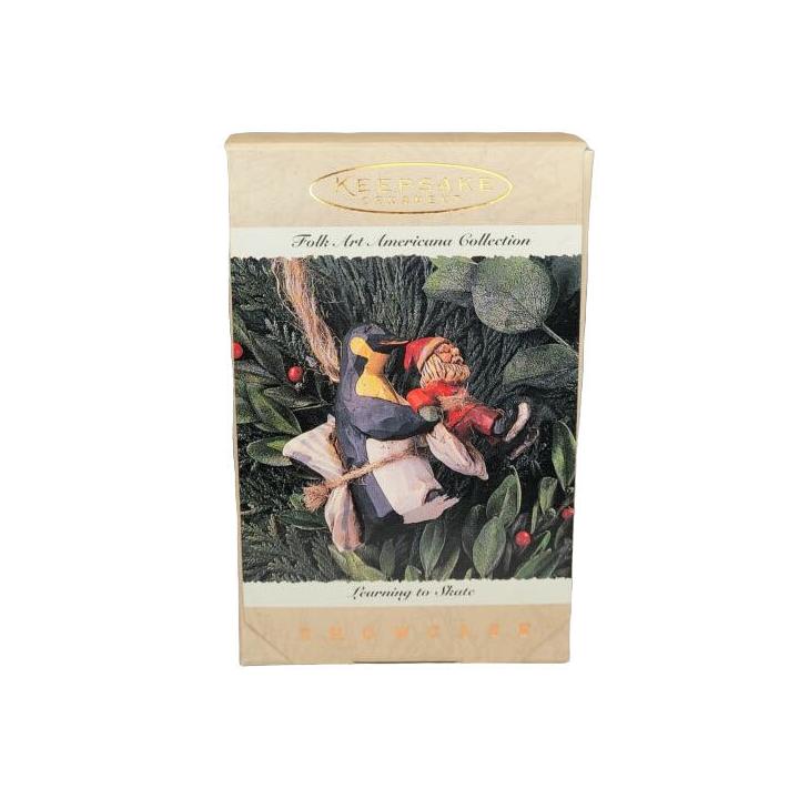 1995 Learning to Skate Hallmark Ornament (Folk Art Americana) QK1047