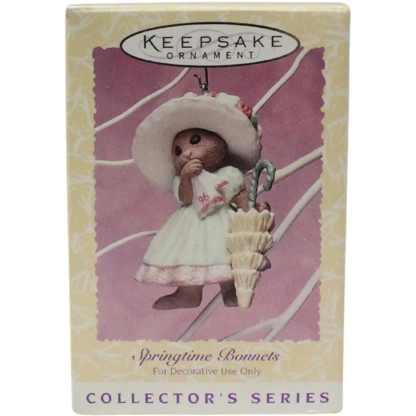 1996 White Dress Hallmark Ornament (Springtime Bonnets) QEO8134