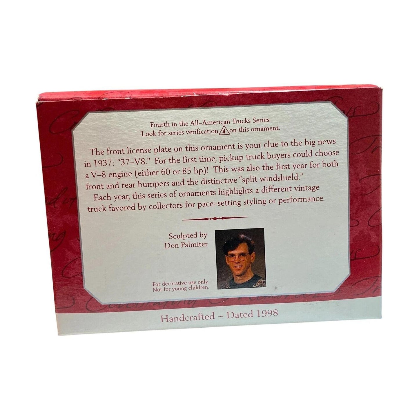1998 Hallmark Ornament (1937) Ford V-8 Hallmark Ornament (All-American Trucks) QX6263