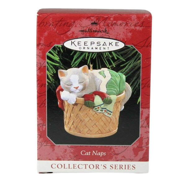 1998 Cat in a Hamper Hallmark Ornament (Cat Naps) QX6383