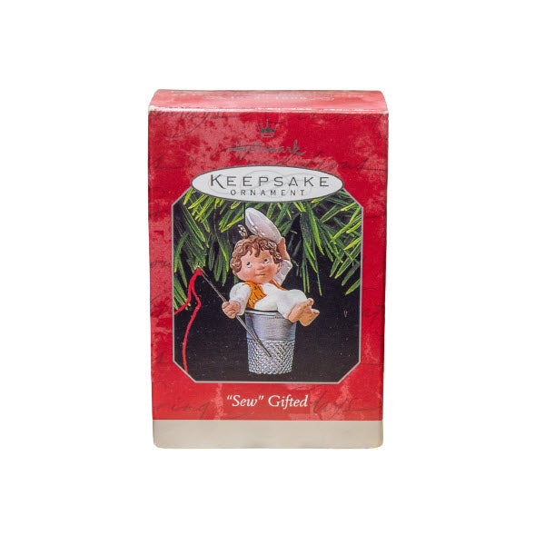 1998 "Sew" Gifted Angel Hallmark Ornament (Sewing and Thimble) QX6743