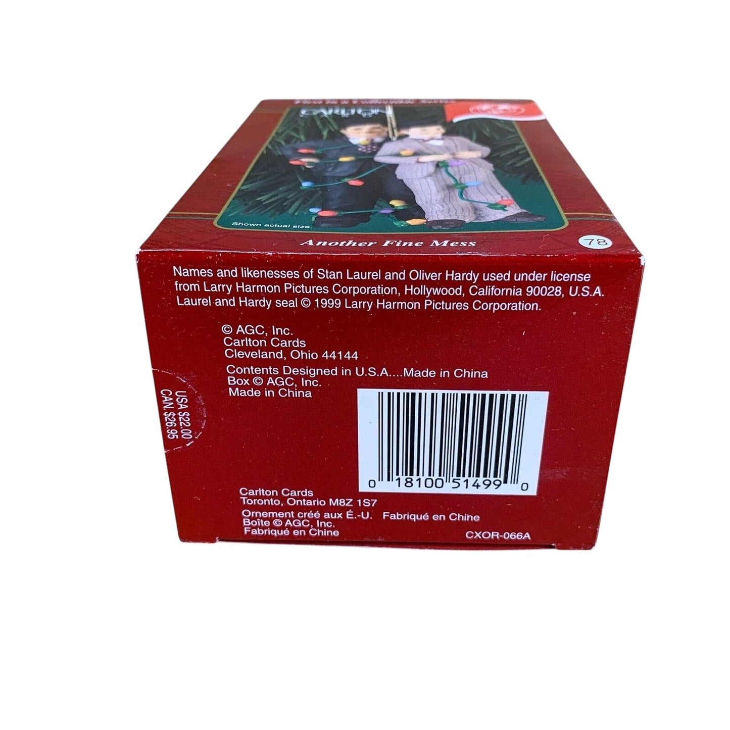 1999 Another Fine Mess - Laurel and Hardy Carlton Cards Ornaments (Movie TV Shows & Animations) CXOR-066A