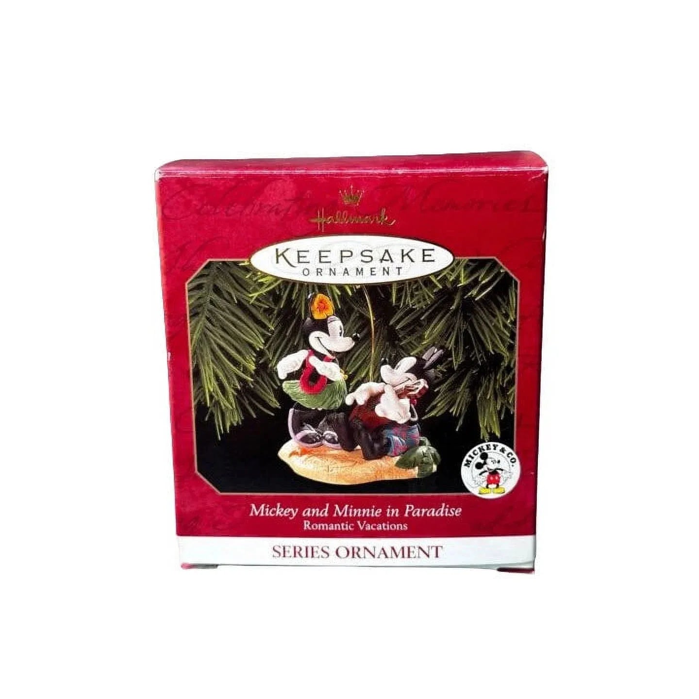 1999 Mickey and Minnie in Paradise Hallmark Ornament (Romantic Vacations) QXD4049