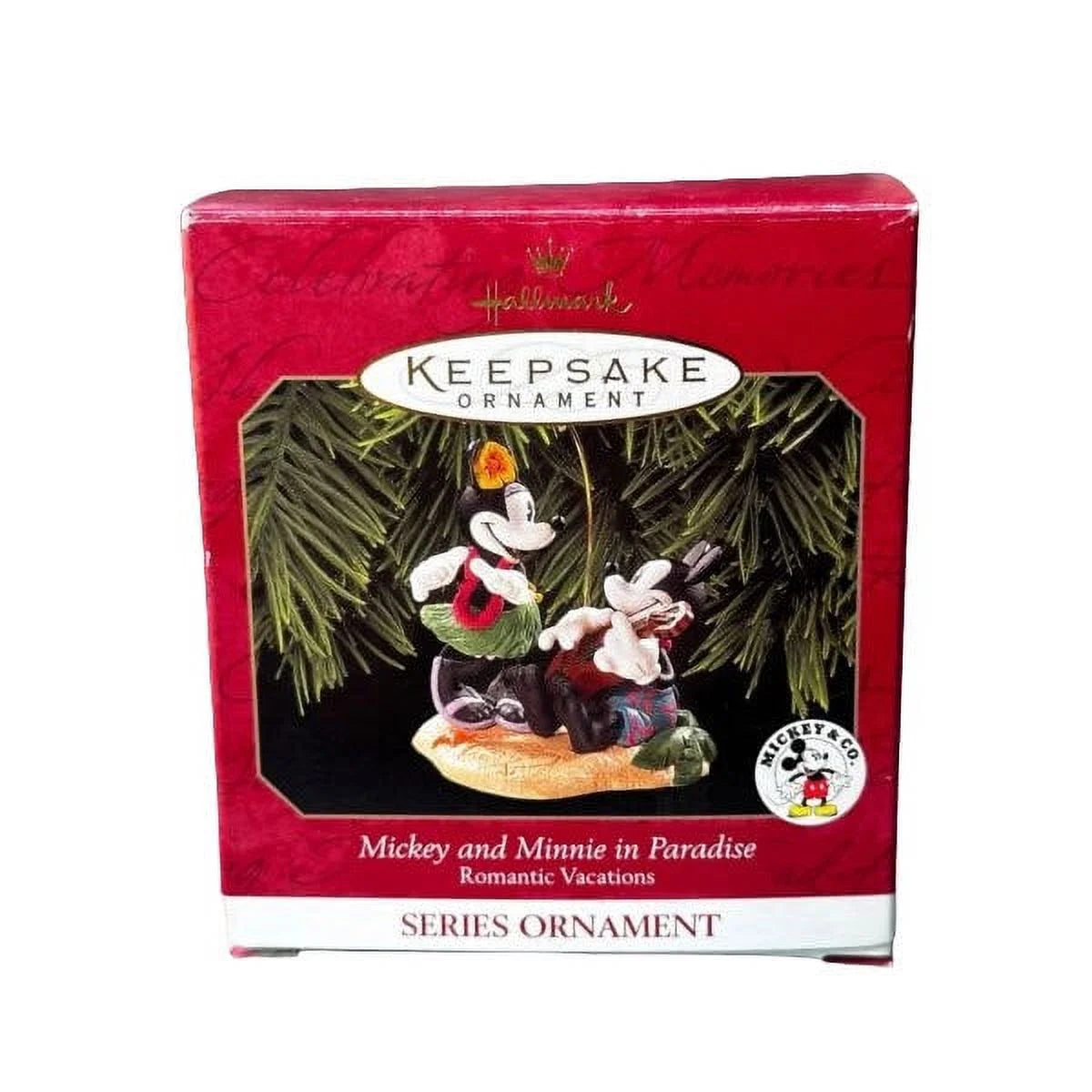 1999 Mickey and Minnie in Paradise Hallmark Ornament (Romantic Vacations) QXD4049