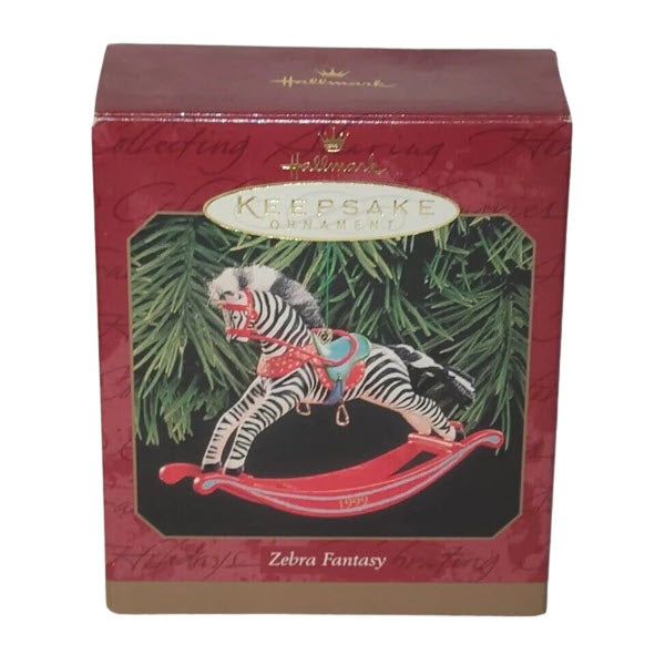 1999 Zebra Fantasy Hallmark Ornament (Rocking Horse) QX6559