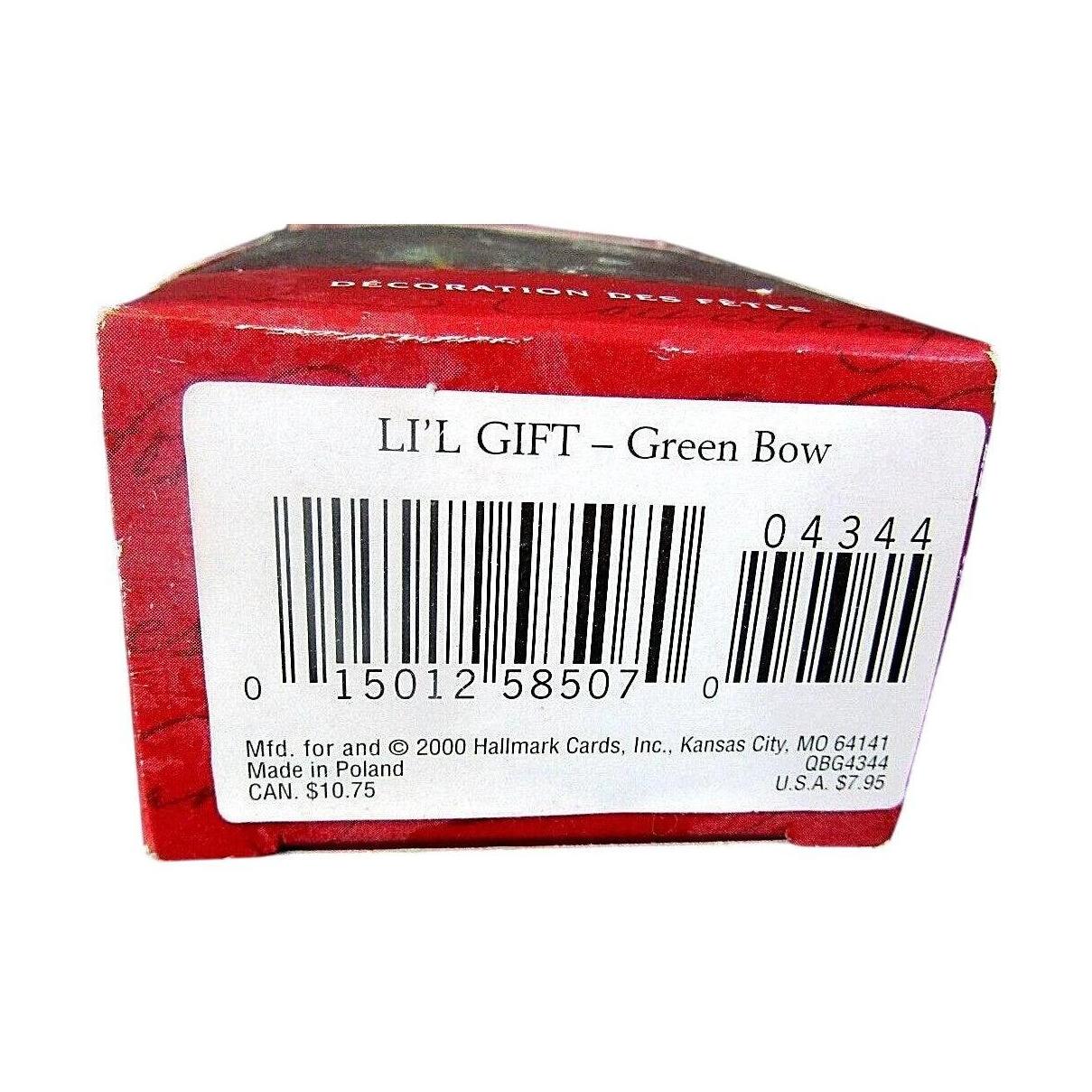 2000 Li'l Gift - Green Bow Hallmark Ornament (Blown Glass) QBG4344