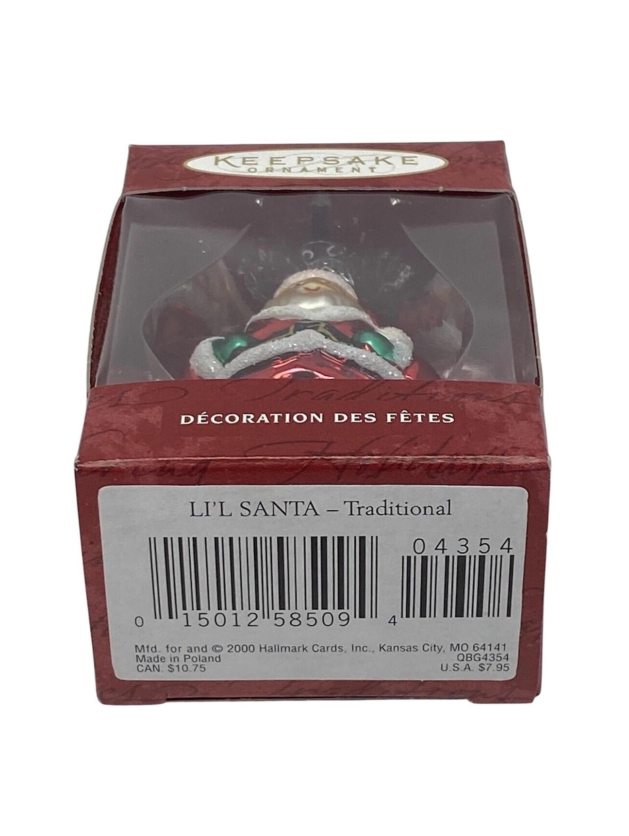 2000 Li'l Santa - Traditional Hallmark Ornament (Blown Glass) QBG4354