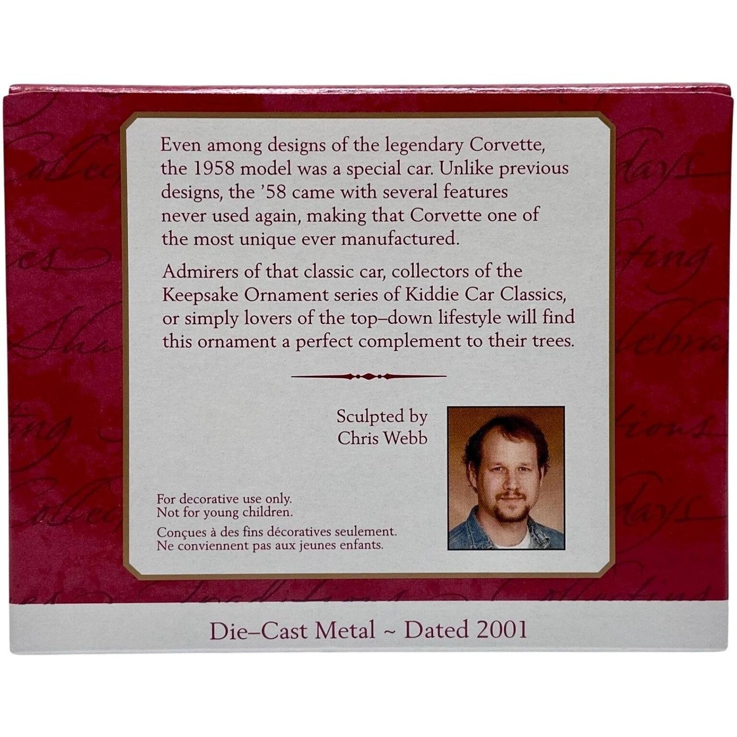 2001 Hallmark Ornament (1958) Custom Corvette Hallmark Ornament (Chevrolet) QXC4505