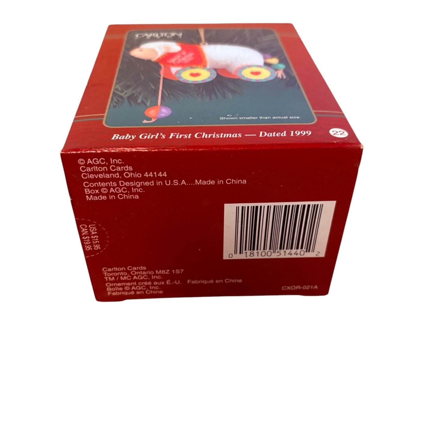 2002 Baby Girl's First Christmas Carlton Cards Ornaments (Baby's First Christmas) CXOR-021G