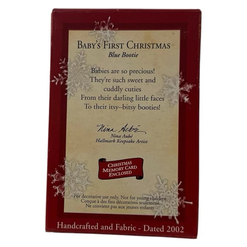 2002 Baby's First - Blue Bootie Hallmark Ornament (Baby's First Christmas) QX8596