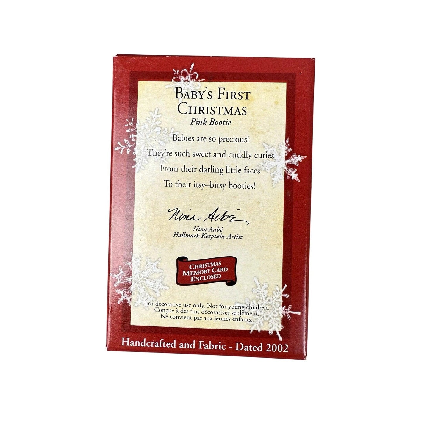 2002 Baby's First - Pink Bootie Hallmark Ornament (Baby's First Christmas) QX8806