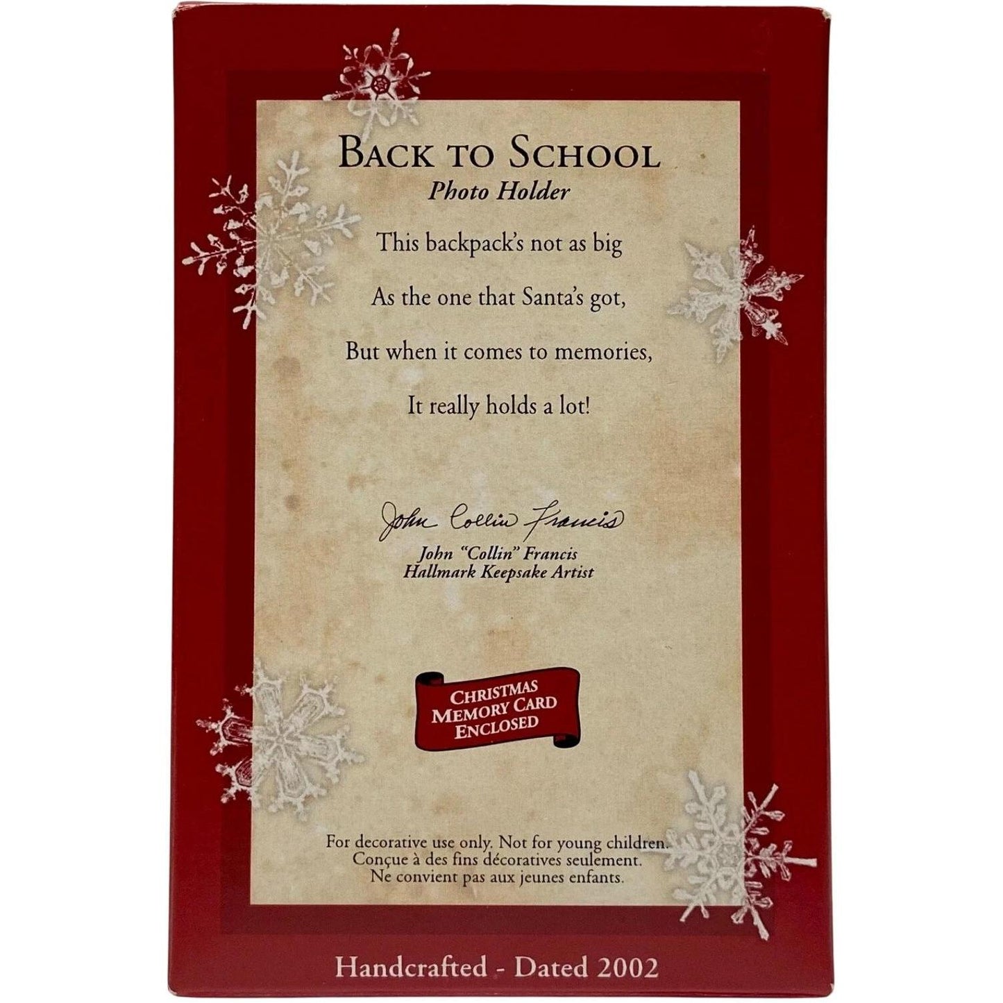 2002 School Hallmark Ornament (Photo Holder) QX8696