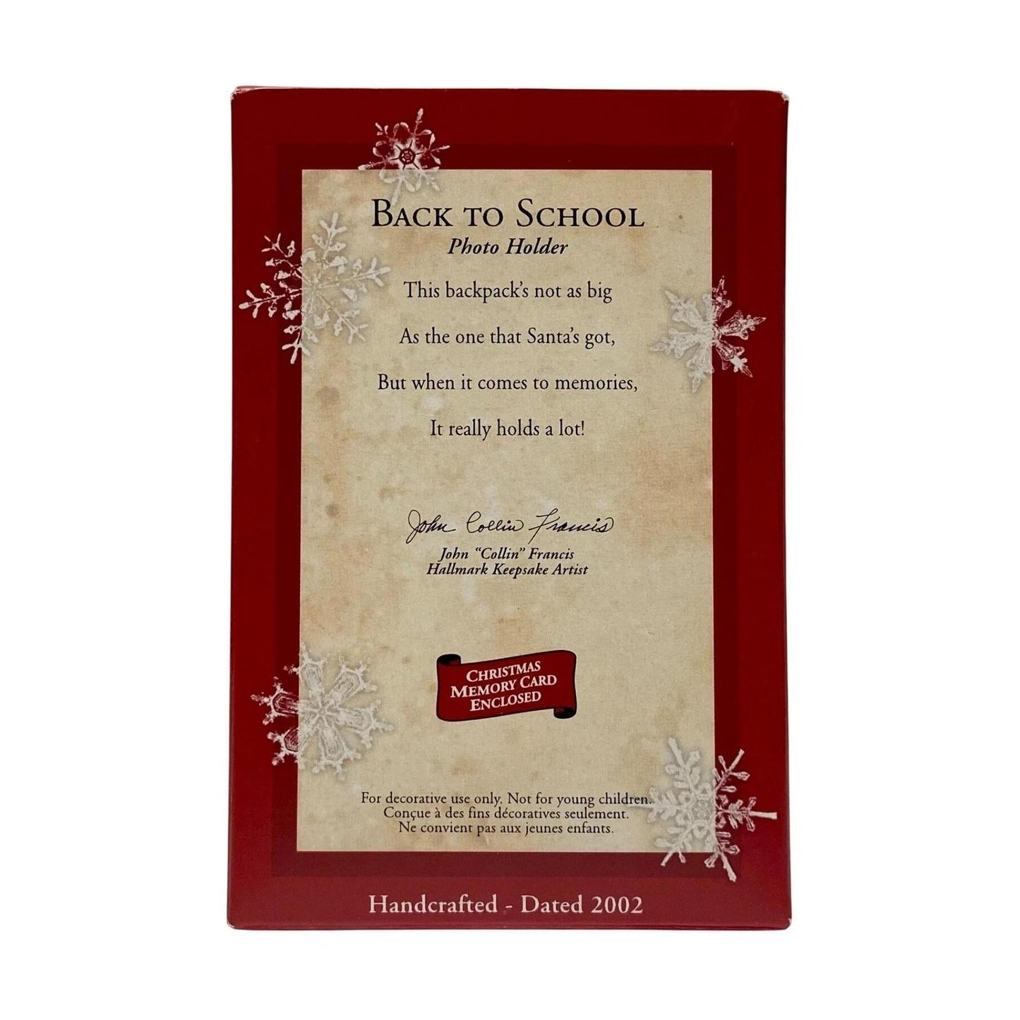2002 School Hallmark Ornament (Photo Holder) QX8696