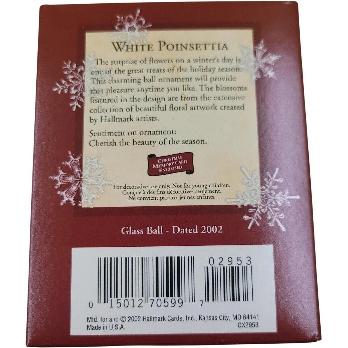 2002 White Poinsettia Hallmark Ornament (Ball) QX2953
