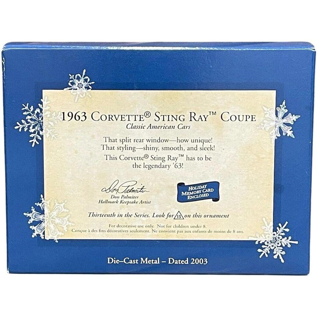 2003 Hallmark Ornament (1963) Corvette Sting Ray Coupe Hallmark Ornament (Classic American Cars) QX8129