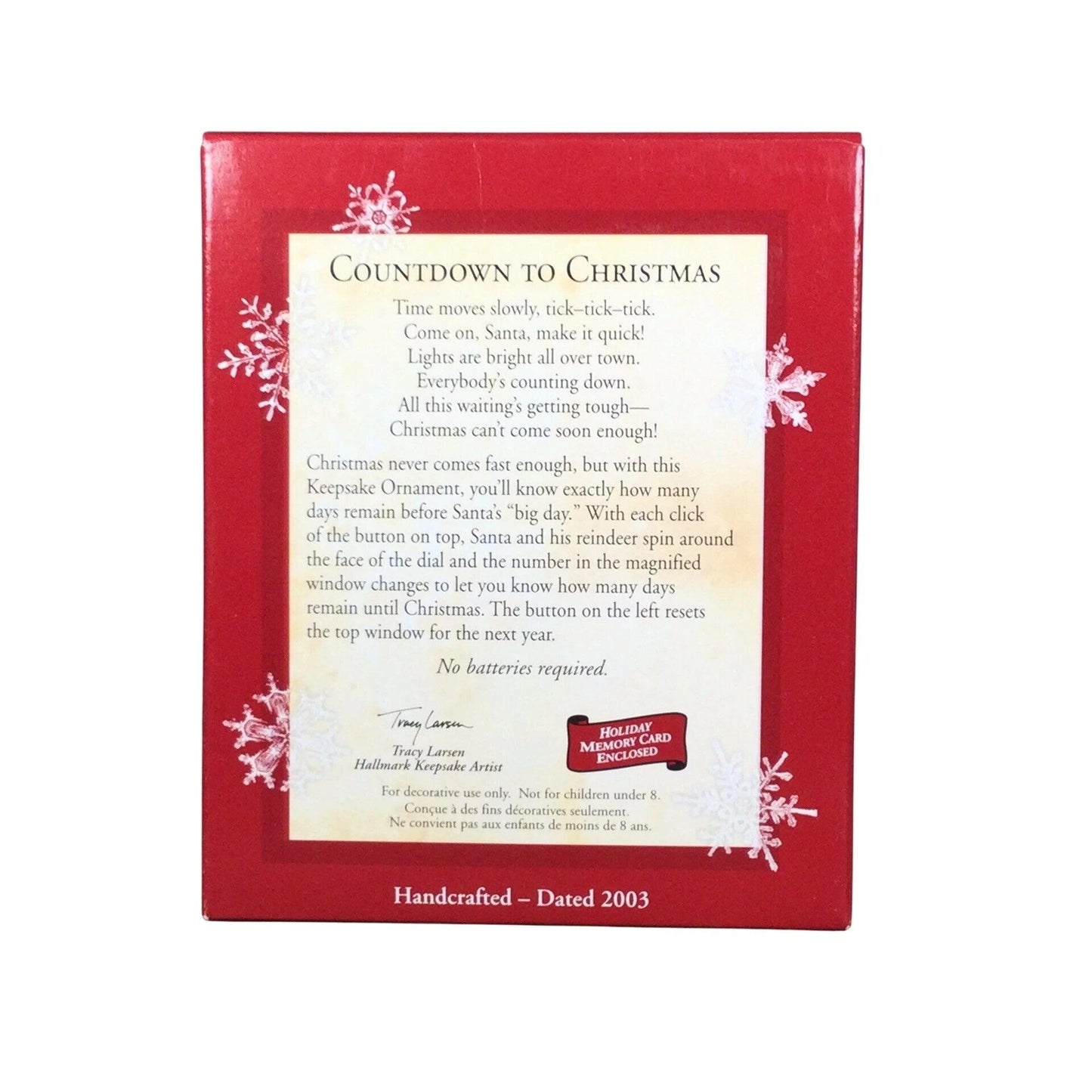 2003 Countdown to Christmas Hallmark Ornament (Clock) QLX7529