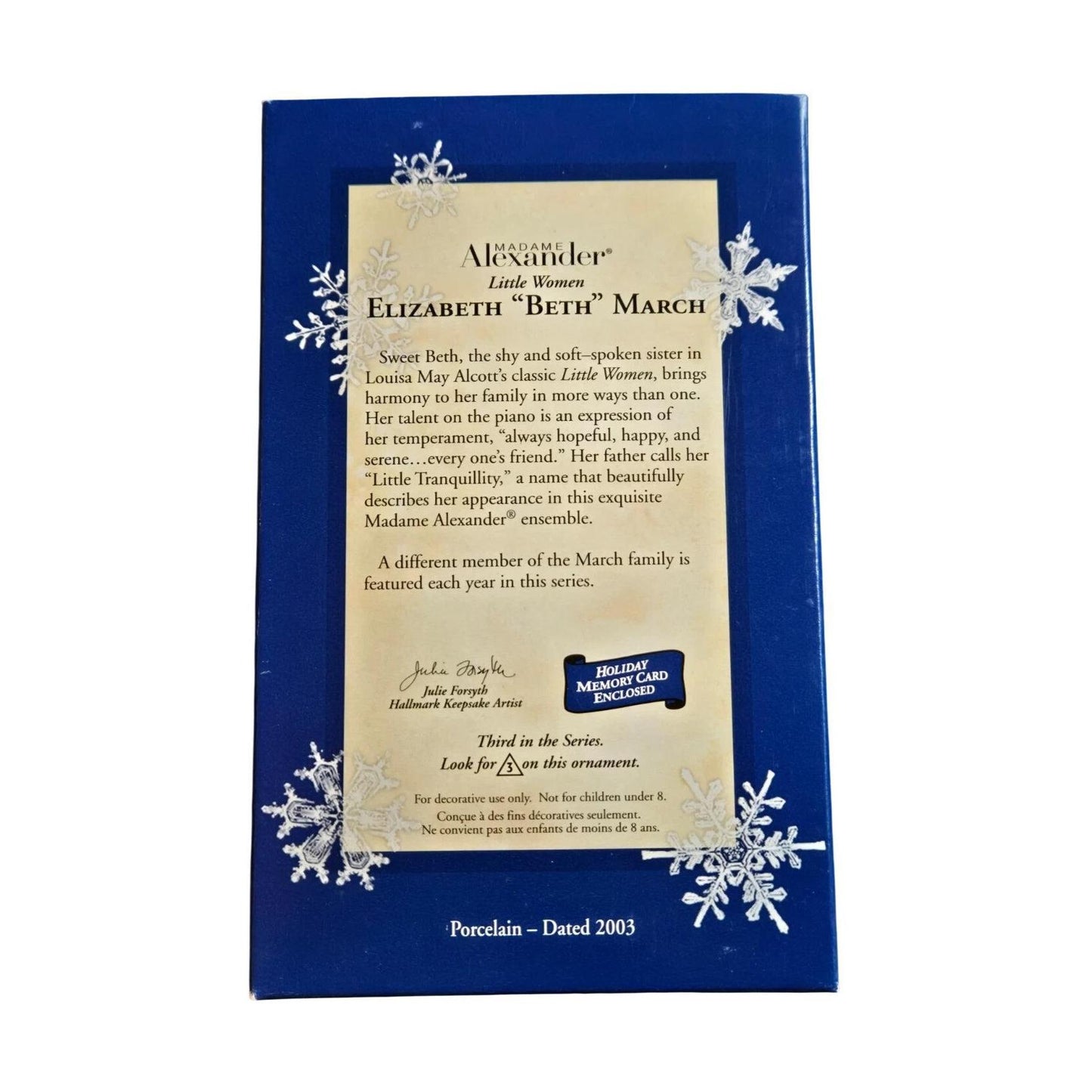 2003 Elizabeth “Beth” March Hallmark Ornament (Madame Alexander Little Women) QX8187 Image6