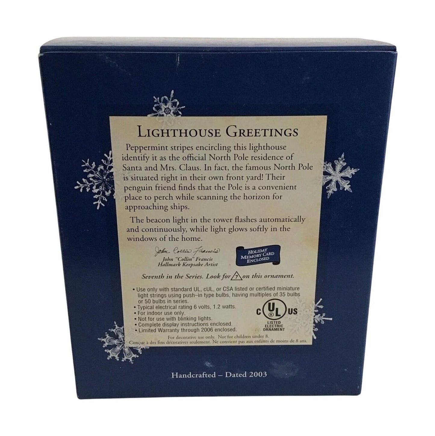 2003 Lighthouse Greetings Hallmark Ornament (Lighthouse Greetings) QX7409