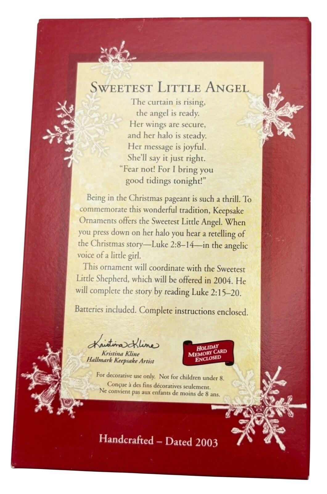 2003 Sweetest Little Angel Hallmark Ornament (Angels) QLX7574
