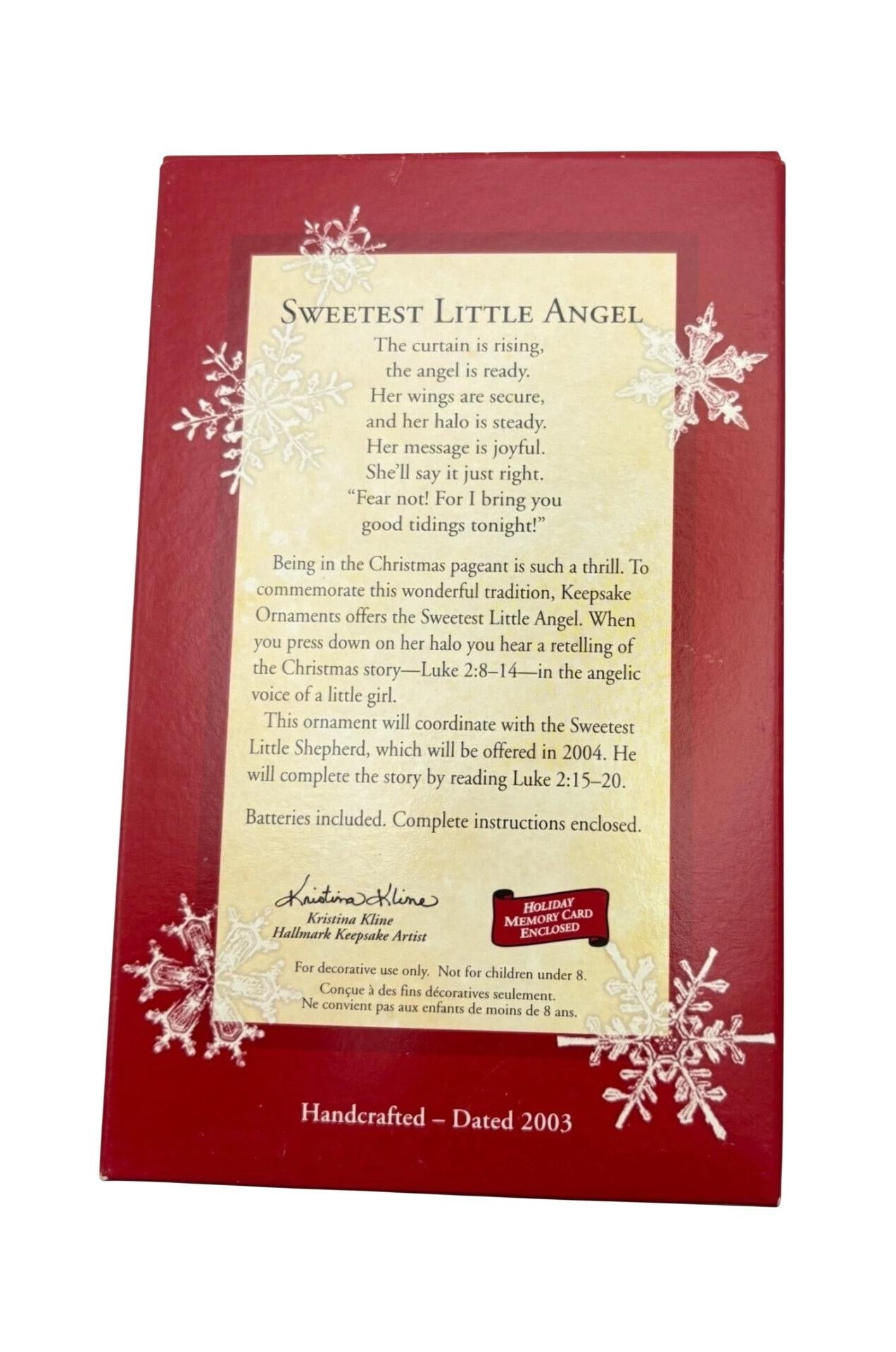 2003 Sweetest Little Angel Hallmark Ornament (Angels) QLX7574