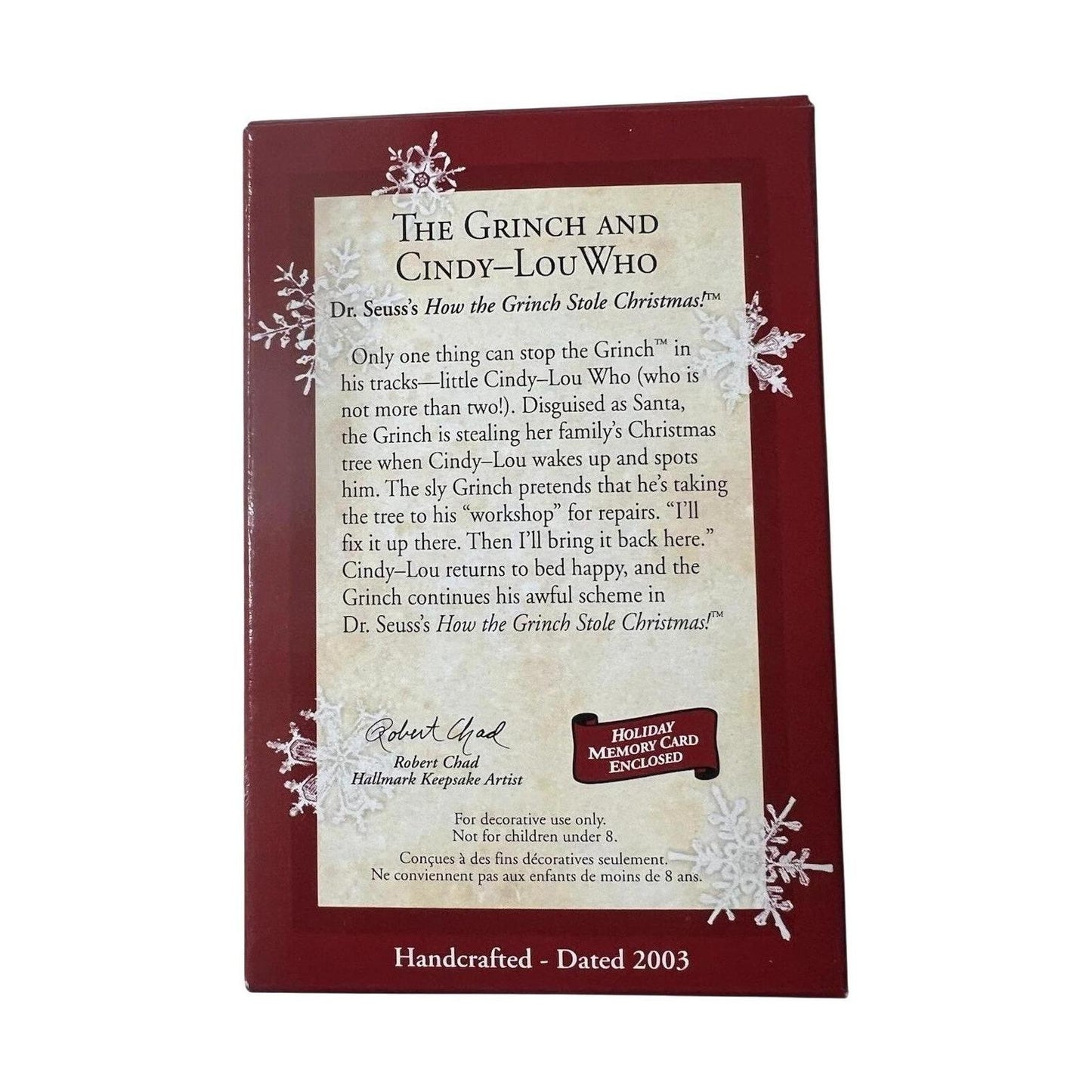 2003 The Grinch and Cindy-Lou Who Hallmark Ornament (The Grinch) QXI8377