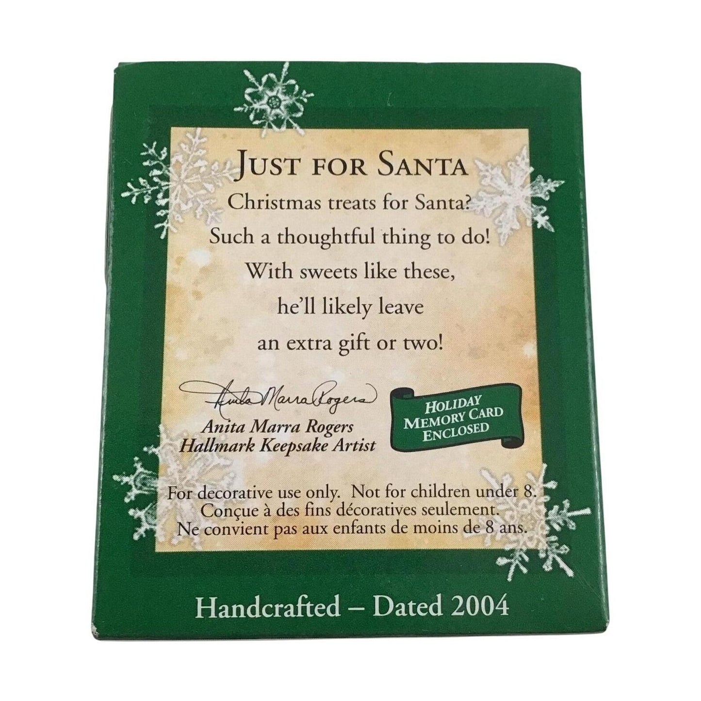 2004 Just For Santa Hallmark Ornament (Eat & Drink) WD3036
