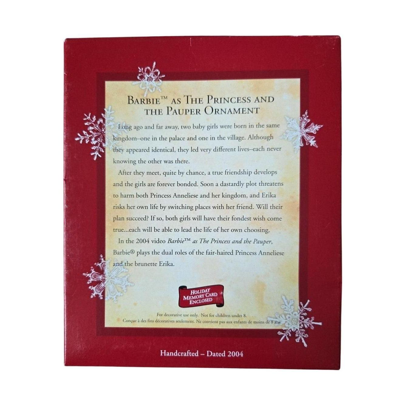 2004 Barbie as the Princess and the Pauper Hallmark Ornament (Barbie As) QXI8614