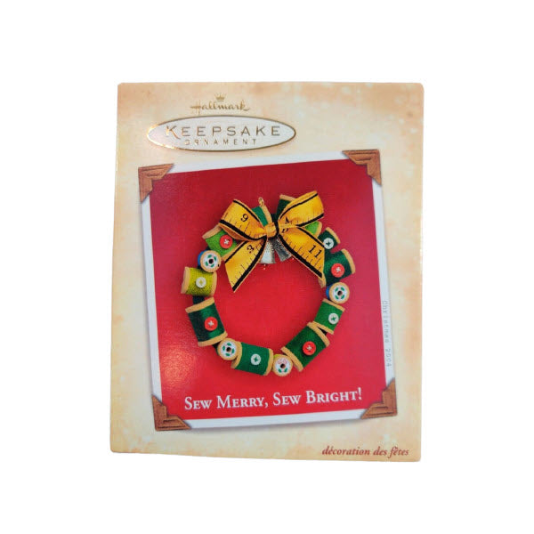 2004 Sew Merry, Sew Bright! Hallmark Ornament (Wreath) QXG5434