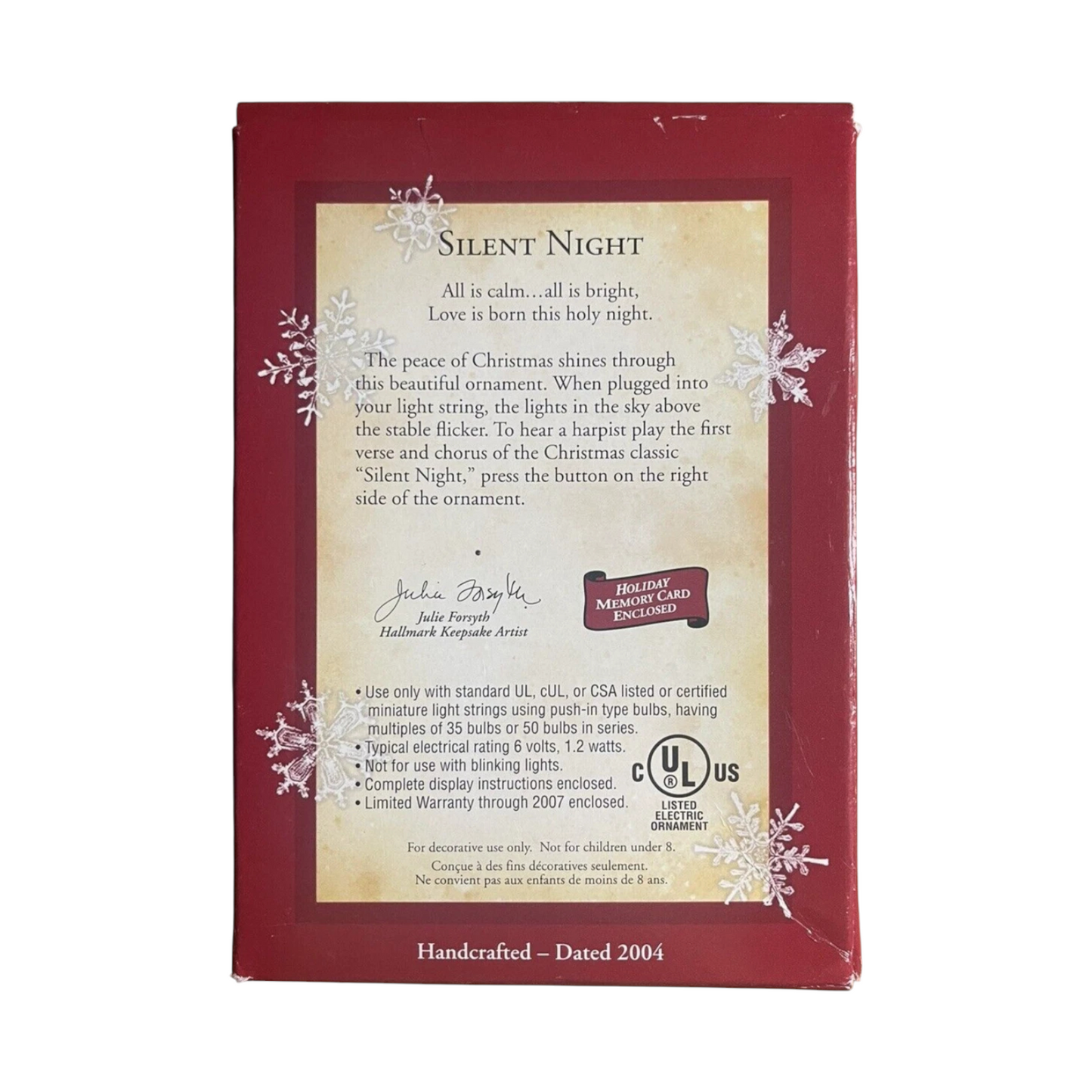 2004 Silent Night Hallmark Ornament (Nativity) QLX7591