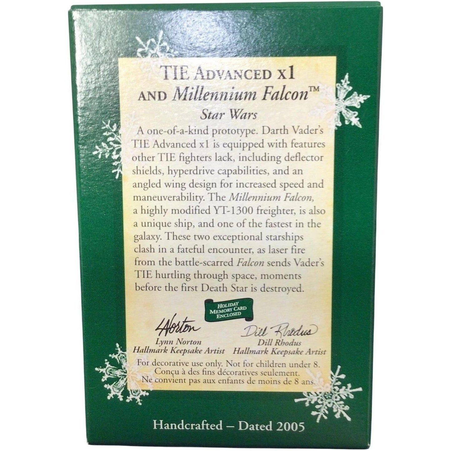 2005 Tie Advanced x1 and Millennium Falcon Hallmark Ornament (Star Wars) QXM2085