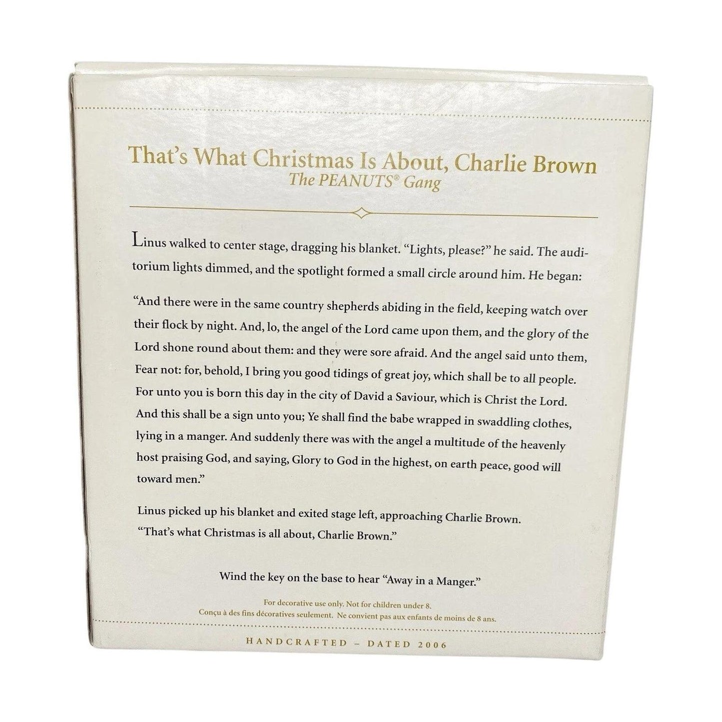 2006 That's What Christmas Is About, Charlie Brown Hallmark Ornament (Peanuts) QFM3316