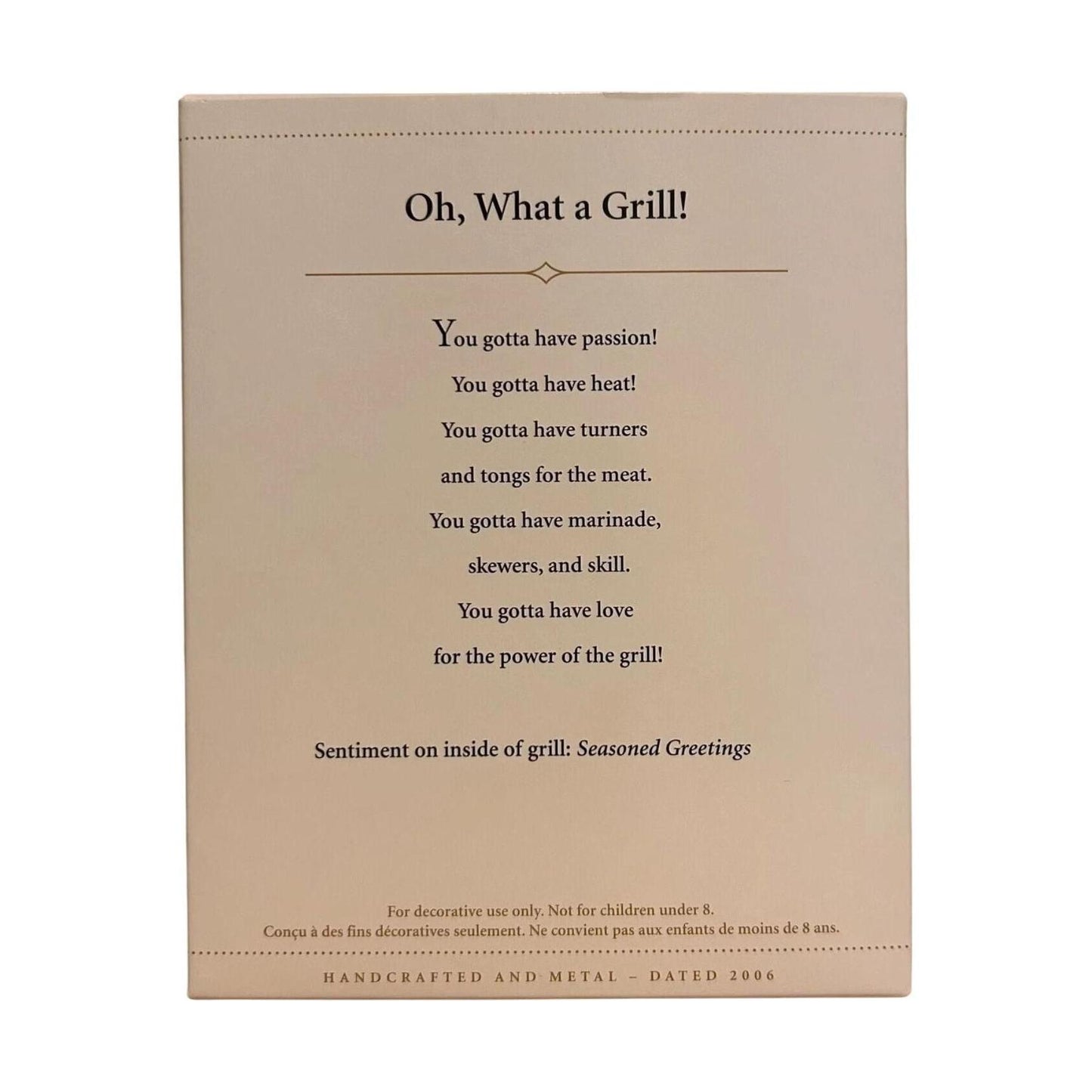 2006 Oh, What a Grill! Hallmark Ornament (Grill) QXG2443