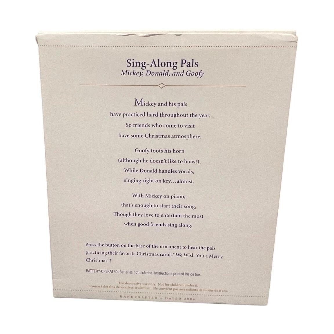 2006 Sing-Along Pals Hallmark Ornament (Mickey, Donald, and Goofy) QXD8316 Image6