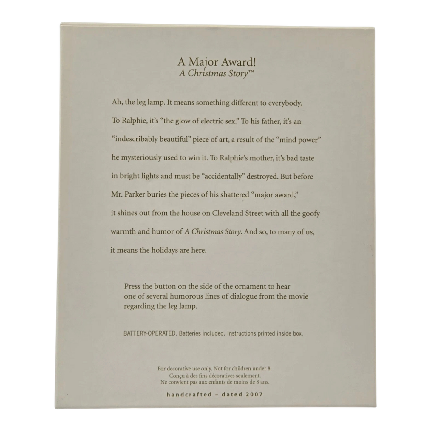 2007 A Major Award! (A Christmas Story)