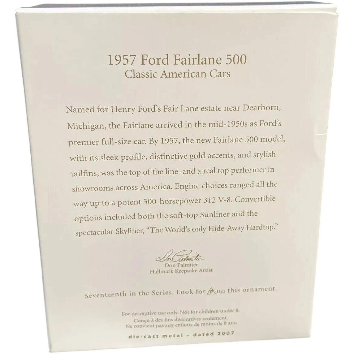 2007 Hallmark Ornament (1957) Ford Fairlane 500 Hallmark Ornament (Classic American Cars) QX2367